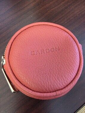 CARDON Round Leather Coin Pouch in Red Cactus Zipper